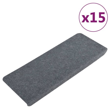 vidaXL Tappetini Autoadesivi per Scale 15 pz 65x24,5x3,5 cm Grigio