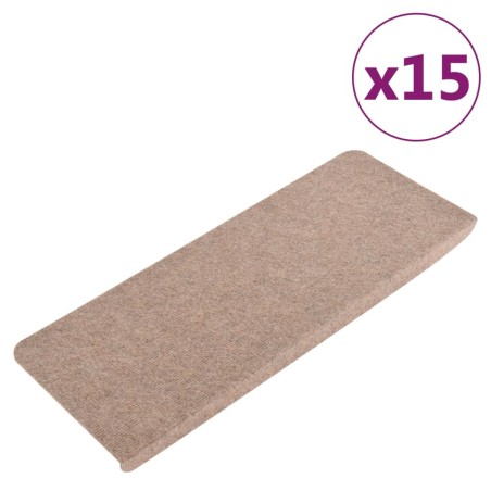 vidaXL Tappetini Autoadesivi per Scale 15 pz 65x24,5x3,5 cm Beige