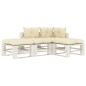 vidaXL Set Salotto da Giardino Pallet 4 pz con Cuscini Crema in Legno vidaXL Set Salotto da Giardino Pallet 4 pz con Cuscini Crema in Legno