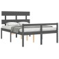 vidaXL Giroletto con Testiera Grigio 140x190 cm in Legno Massello