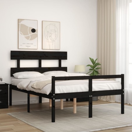 vidaXL Giroletto con Testiera Nero 140x190 cm in Legno Massello