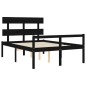 vidaXL Giroletto con Testiera Nero 140x190 cm in Legno Massello vidaXL Giroletto con Testiera Nero 140x190 cm in Legno Massello