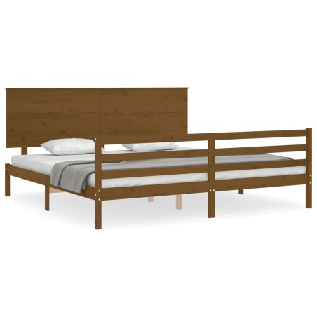 vidaXL Giroletto con Testiera Miele 200x200 cm in Legno Massello
