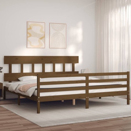 vidaXL Giroletto con Testiera Miele 200x200 cm in Legno Massello