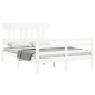 vidaXL Giroletto con Testiera Bianco Double in Legno Massello vidaXL Giroletto con Testiera Bianco Double in Legno Massello