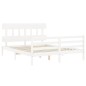vidaXL Giroletto con Testiera Bianco 160x200 cm Legno Massello vidaXL Giroletto con Testiera Bianco 160x200 cm Legno Massello