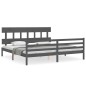 vidaXL Giroletto con Testiera Grigio 6FT Super King in Legno Massello vidaXL Giroletto con Testiera Grigio 6FT Super King in Legno Massello