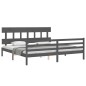 vidaXL Giroletto con Testiera Grigio 6FT Super King in Legno Massello vidaXL Giroletto con Testiera Grigio 6FT Super King in Legno Massello