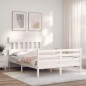 vidaXL Giroletto con Testiera Bianco 140x190 cm in Legno Massello vidaXL Giroletto con Testiera Bianco 140x190 cm in Legno Massello