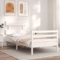 vidaXL Giroletto con Testiera Bianco 90x200 cm in Legno Massello vidaXL Giroletto con Testiera Bianco 90x200 cm in Legno Massello