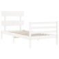 vidaXL Giroletto con Testiera Bianco 90x200 cm in Legno Massello vidaXL Giroletto con Testiera Bianco 90x200 cm in Legno Massello