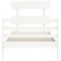 vidaXL Giroletto con Testiera Bianco 90x200 cm in Legno Massello vidaXL Giroletto con Testiera Bianco 90x200 cm in Legno Massello