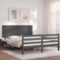 vidaXL Giroletto con Testiera Grigio 5FT King Size in Legno Massello vidaXL Giroletto con Testiera Grigio 5FT King Size in Legno Massello