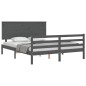 vidaXL Giroletto con Testiera Grigio 5FT King Size in Legno Massello vidaXL Giroletto con Testiera Grigio 5FT King Size in Legno Massello