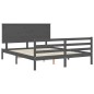 vidaXL Giroletto con Testiera Grigio 5FT King Size in Legno Massello vidaXL Giroletto con Testiera Grigio 5FT King Size in Legno Massello