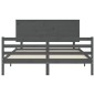 vidaXL Giroletto con Testiera Grigio 5FT King Size in Legno Massello vidaXL Giroletto con Testiera Grigio 5FT King Size in Legno Massello