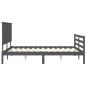 vidaXL Giroletto con Testiera Grigio 5FT King Size in Legno Massello vidaXL Giroletto con Testiera Grigio 5FT King Size in Legno Massello