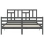 vidaXL Giroletto con Testiera Grigio 160x200 cm Legno Massello vidaXL Giroletto con Testiera Grigio 160x200 cm Legno Massello