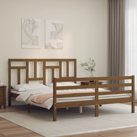 vidaXL Giroletto con Testiera Miele 160x200 cm Legno Massello