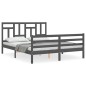 vidaXL Giroletto con Testiera Grigio 5FT King Size in Legno Massello vidaXL Giroletto con Testiera Grigio 5FT King Size in Legno Massello