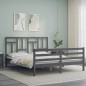 vidaXL Giroletto con Testiera Grigio 5FT King Size in Legno Massello vidaXL Giroletto con Testiera Grigio 5FT King Size in Legno Massello