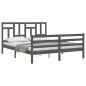 vidaXL Giroletto con Testiera Grigio 5FT King Size in Legno Massello vidaXL Giroletto con Testiera Grigio 5FT King Size in Legno Massello