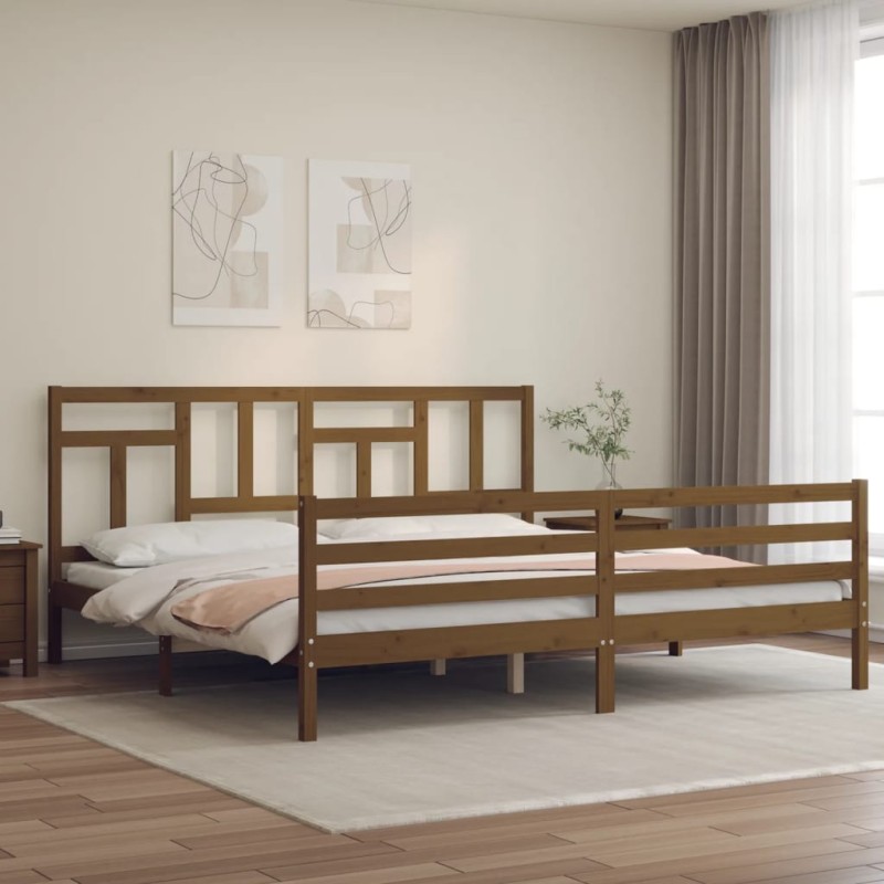 vidaXL Giroletto con Testiera Miele 200x200 cm in Legno Massello vidaXL Giroletto con Testiera Miele 200x200 cm in Legno Massello