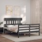 vidaXL Giroletto con Testiera Grigio 4FT Small Double Legno Massello vidaXL Giroletto con Testiera Grigio 4FT Small Double Legno Massello