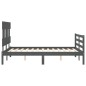vidaXL Giroletto con Testiera Grigio 4FT Small Double Legno Massello vidaXL Giroletto con Testiera Grigio 4FT Small Double Legno Massello