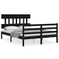 vidaXL Giroletto con Testiera Nero 140x190 cm in Legno Massello vidaXL Giroletto con Testiera Nero 140x190 cm in Legno Massello