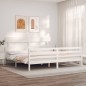 vidaXL Giroletto con Testiera Bianco 6FT Super King in Legno Massello vidaXL Giroletto con Testiera Bianco 6FT Super King in Legno Massello