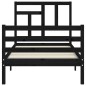 vidaXL Giroletto con Testiera Nero 90x200 cm in Legno Massello vidaXL Giroletto con Testiera Nero 90x200 cm in Legno Massello