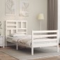 vidaXL Giroletto con Testiera Bianco 100x200 cm in Legno Massello vidaXL Giroletto con Testiera Bianco 100x200 cm in Legno Massello