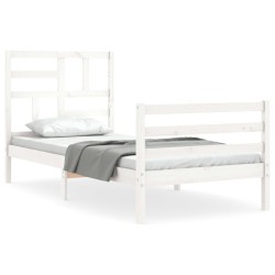 vidaXL Giroletto con Testiera Bianco 100x200 cm in Legno Massello
