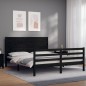 vidaXL Giroletto con Testiera Nero 160x200 cm Legno Massello vidaXL Giroletto con Testiera Nero 160x200 cm Legno Massello