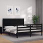 vidaXL Giroletto con Testiera Nero 160x200 cm Legno Massello vidaXL Giroletto con Testiera Nero 160x200 cm Legno Massello