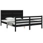 vidaXL Giroletto con Testiera Nero 160x200 cm Legno Massello vidaXL Giroletto con Testiera Nero 160x200 cm Legno Massello