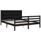vidaXL Giroletto con Testiera Nero 160x200 cm Legno Massello vidaXL Giroletto con Testiera Nero 160x200 cm Legno Massello