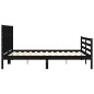 vidaXL Giroletto con Testiera Nero 160x200 cm Legno Massello vidaXL Giroletto con Testiera Nero 160x200 cm Legno Massello