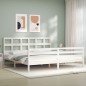 vidaXL Giroletto con Testiera Bianco 200x200 cm in Legno Massello vidaXL Giroletto con Testiera Bianco 200x200 cm in Legno Massello