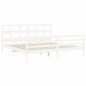 vidaXL Giroletto con Testiera Bianco 200x200 cm in Legno Massello vidaXL Giroletto con Testiera Bianco 200x200 cm in Legno Massello