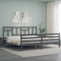 vidaXL Giroletto con Testiera Grigio 6FT Super King in Legno Massello vidaXL Giroletto con Testiera Grigio 6FT Super King in Legno Massello