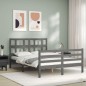 vidaXL Giroletto con Testiera Grigio 140x190 cm in Legno Massello vidaXL Giroletto con Testiera Grigio 140x190 cm in Legno Massello