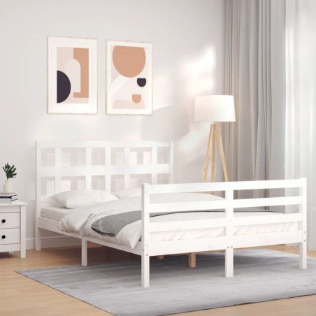 vidaXL Giroletto con Testiera Bianco 140x190 cm in Legno Massello
