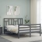 vidaXL Giroletto con Testiera Grigio 4FT Small Double Legno Massello vidaXL Giroletto con Testiera Grigio 4FT Small Double Legno Massello