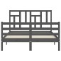 vidaXL Giroletto con Testiera Grigio 4FT Small Double Legno Massello vidaXL Giroletto con Testiera Grigio 4FT Small Double Legno Massello
