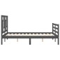 vidaXL Giroletto con Testiera Grigio 4FT Small Double Legno Massello vidaXL Giroletto con Testiera Grigio 4FT Small Double Legno Massello