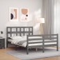 vidaXL Giroletto con Testiera Grigio 4FT Small Double Legno Massello vidaXL Giroletto con Testiera Grigio 4FT Small Double Legno Massello