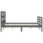 vidaXL Giroletto con Testiera Grigio 4FT Small Double Legno Massello vidaXL Giroletto con Testiera Grigio 4FT Small Double Legno Massello