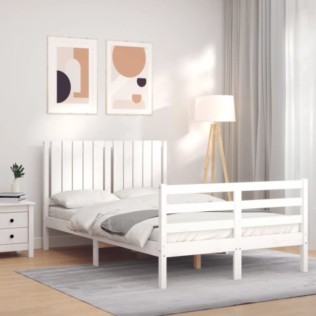 vidaXL Giroletto con Testiera Bianco 120x200 cm in Legno Massello